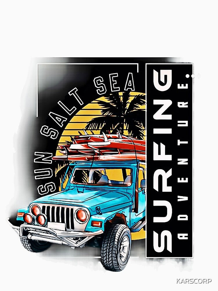 Surfing Adventure Graphic Printed T-Shirt by KARSCORP