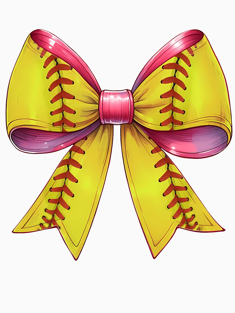 Coquette Bow Softball Pattern Mothers Day Ribbon Mom Girl Long Sleeve by facegm