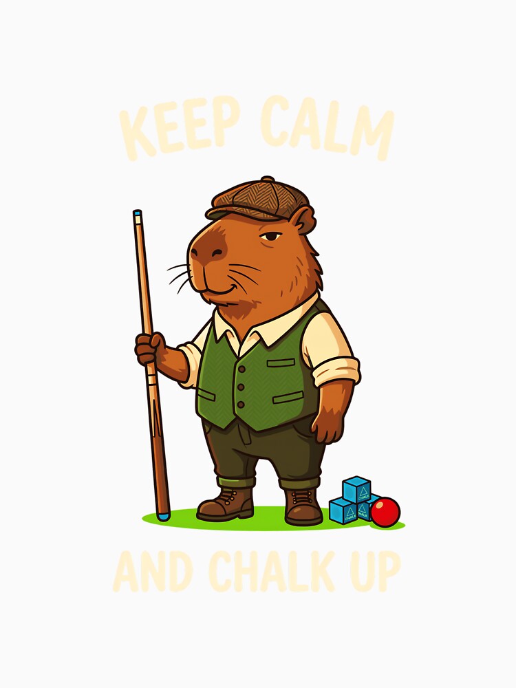 Keep Calm and Chalk Up Cute Capybara Pool Billiards by JoyJRamos