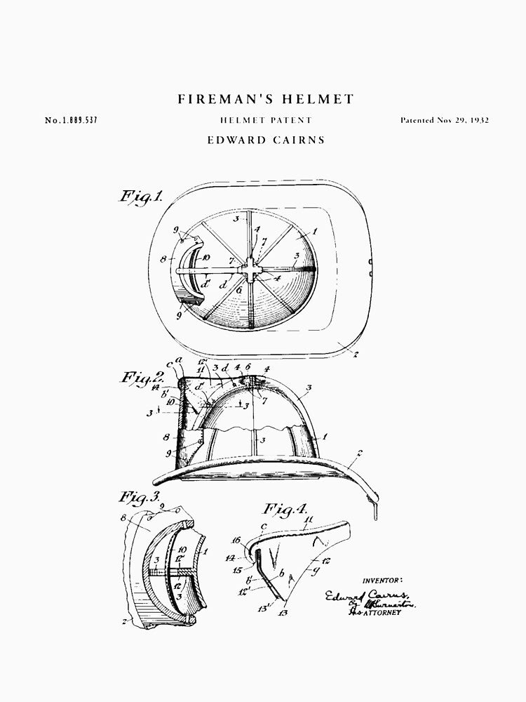 Fireman Patent Drawing Blueprint Slim Fit by ShanonWilburn