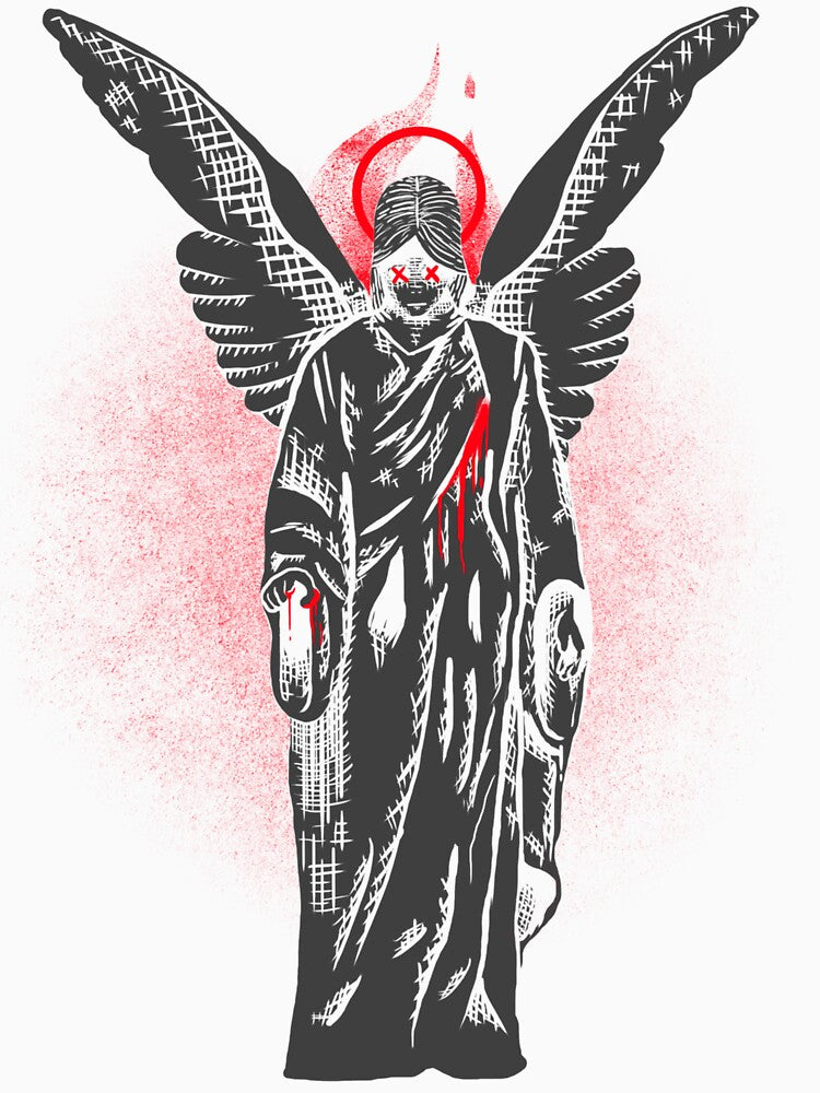 Gothic Angel Wings Tee, Unisex Heavy Cotton T-Shirt, Edgy Graphic Tee, Alternative Fashion, Unique Gift - Streetwear men - Streetwear women by UsandCoDesigns