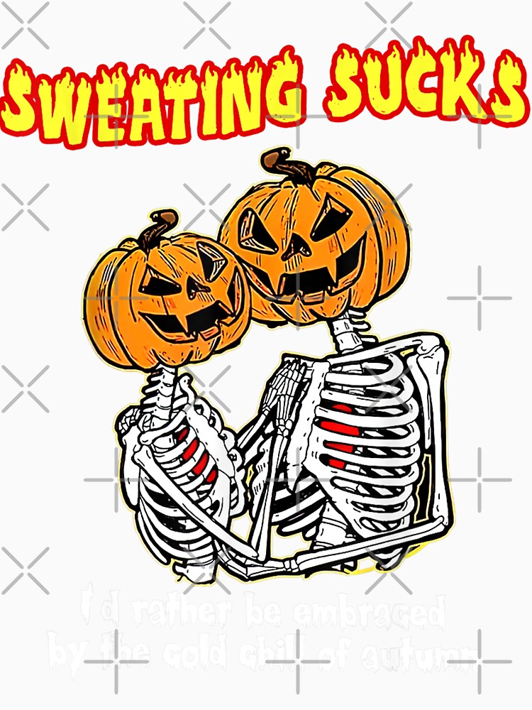 Sweating Sucks Skeleton Halloween Couple Skeleton Pumpkin by leshiarivers
