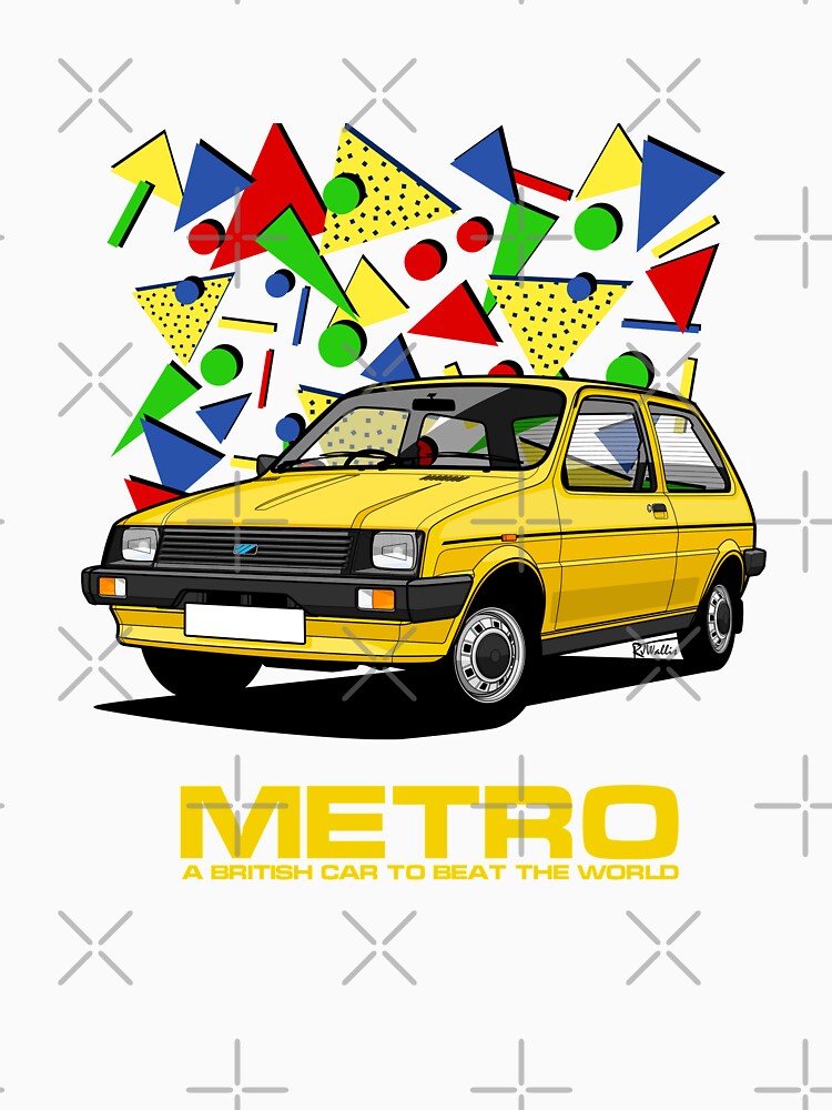 Austin Metro Single Illustration - Yellow 80's pattern by RJWautographics
