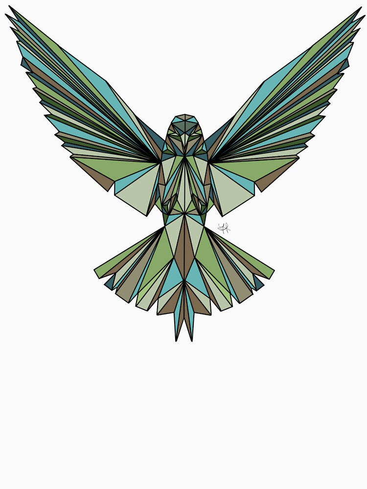 Geometric Bird - Green and Brown Tones by YaraCreatyque
