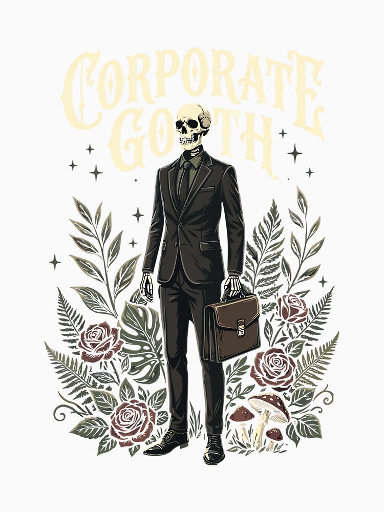 Corporate Goth Skeleton Botanical Office Worker by ElaineZPink