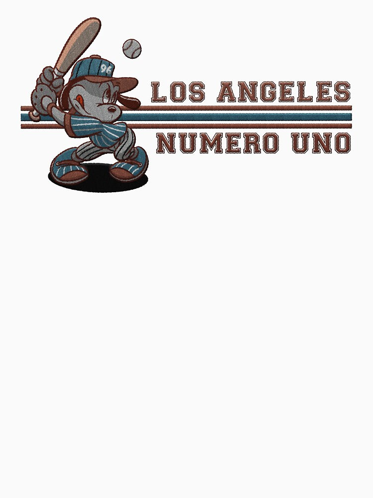 cool cartoon baseball player puppy - los angeles numero uno embroidery patch by hayrpictures