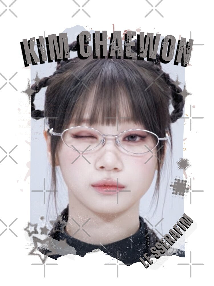 Le Sserafimm Kim Chaewon Kpop Girl Group Black and White Collage Design by AJUNICE STUDIO