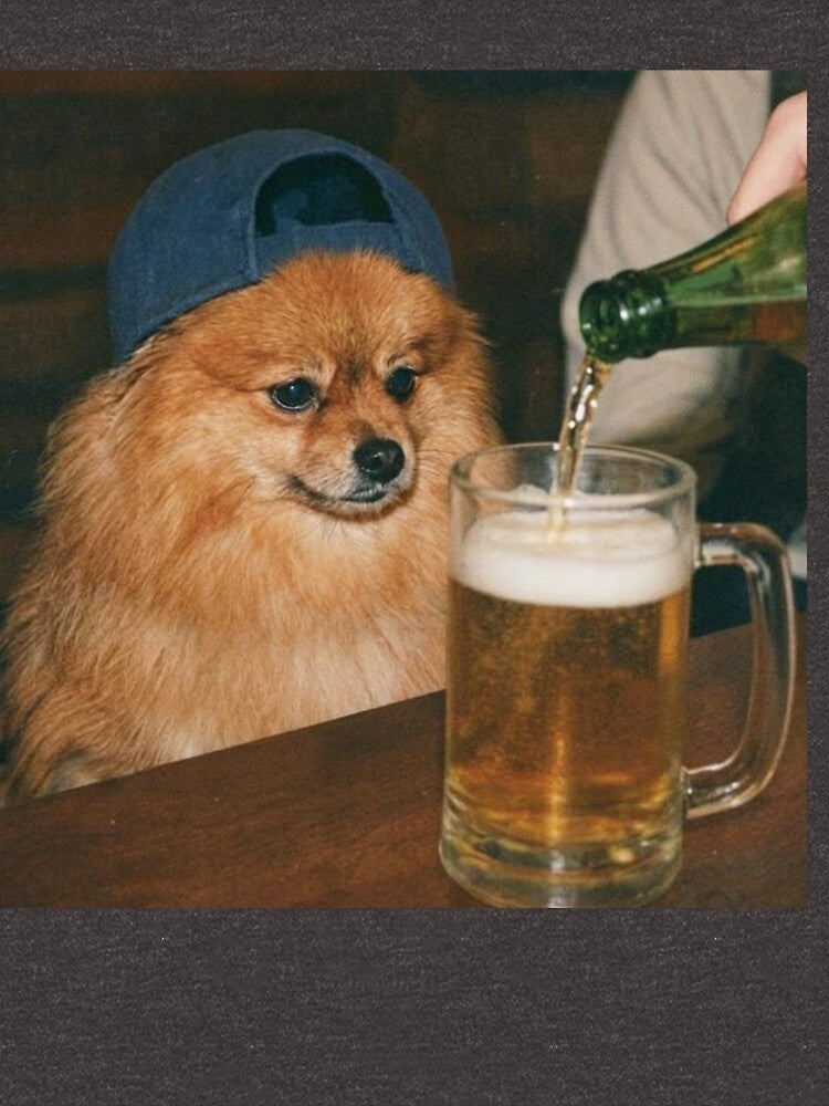 Funny Pomeranian Drinking Beer by ascribbler19