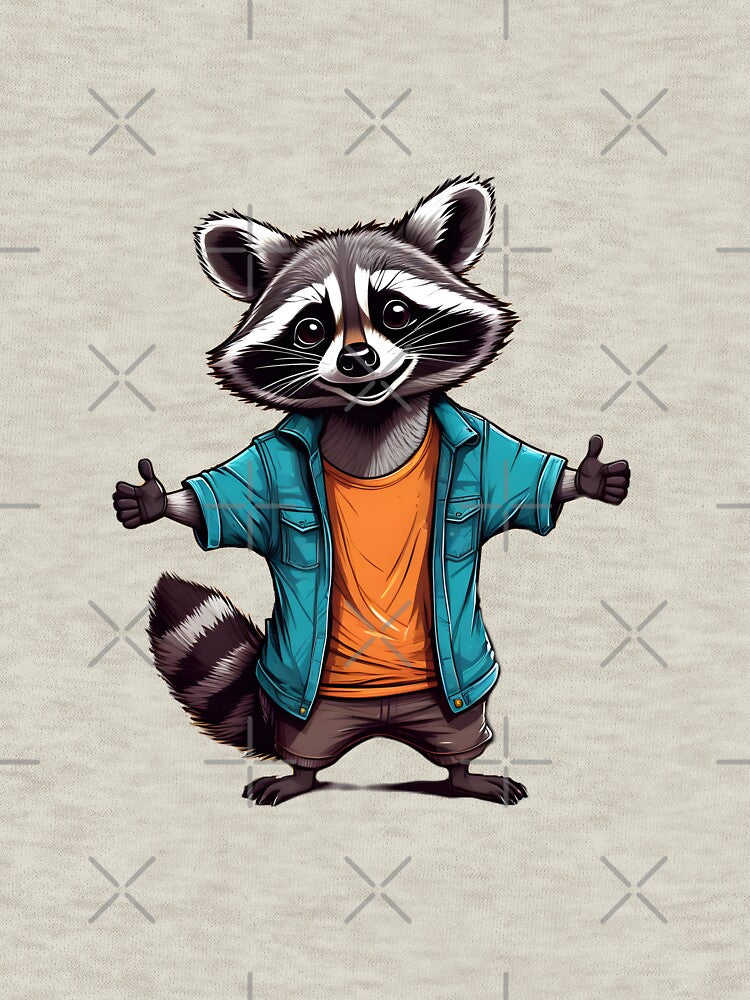 A cute raccoon with open arms and a big smile by NiRia Spot