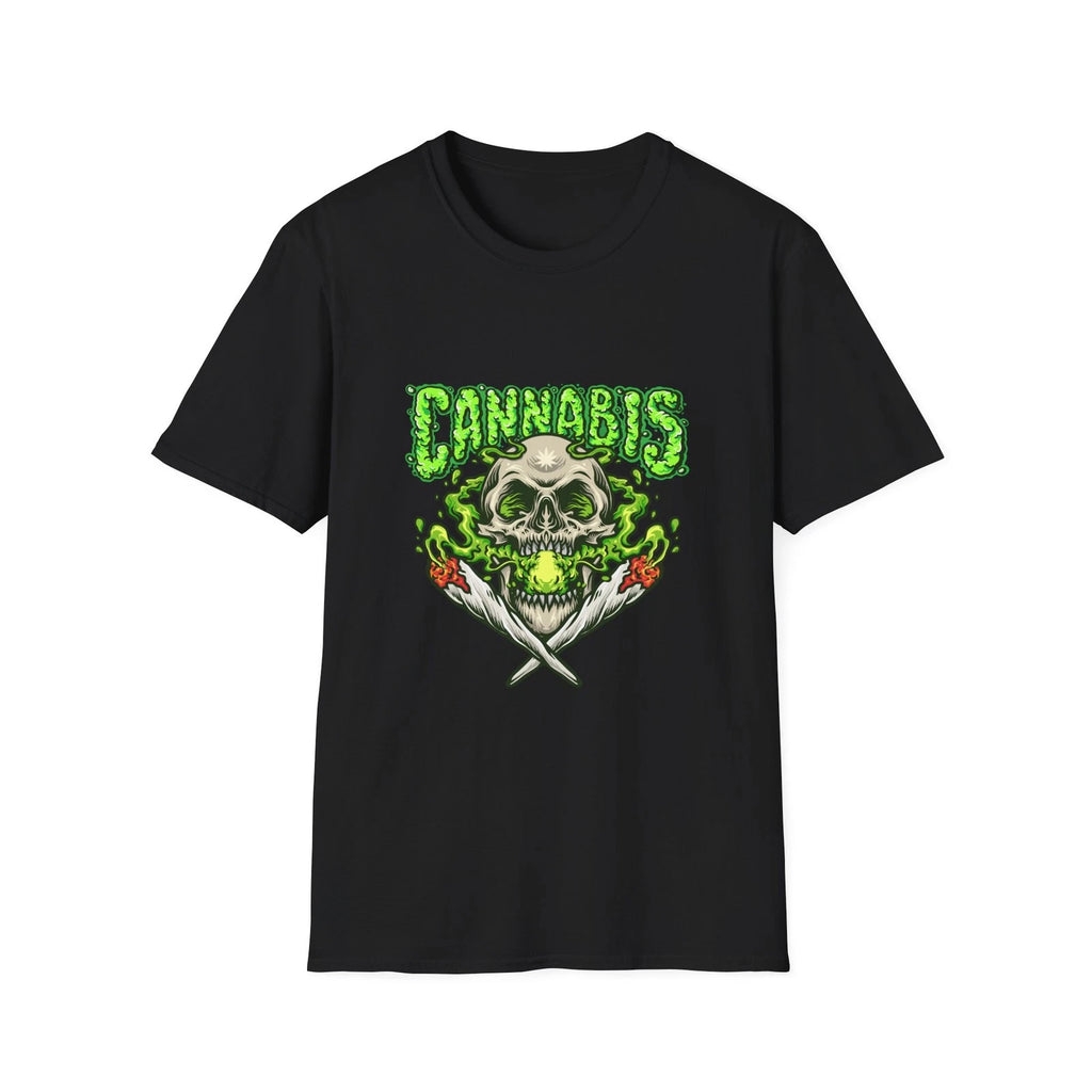 Cannabis Skull Unisex Softstyle T-Shirt, Cool Graphic Tee, Hipster Shirt