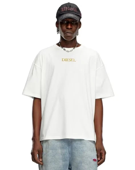 Diesel T Shirt Mens White T-Boxt-Q20 Cotton Graphic Print Crew Neck Short Sleeve