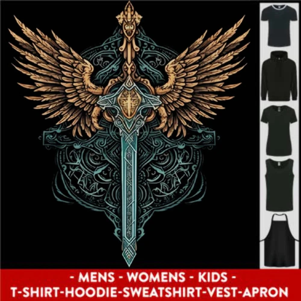 A Viking Sword With Wings Excalibur Tribal Mens Womens Kids Unisex