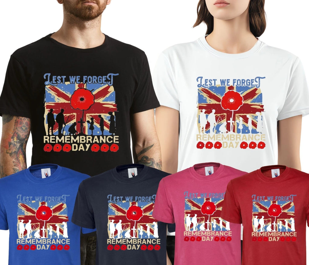 Lest we Forget T-Shirt POPPY Remembrance Day Armistice UK Adult & Kids Tee Tops