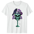 Vintage Skull Raven Mushrooms T-Shirt Gothic Dark Fantasy Birthday Gift