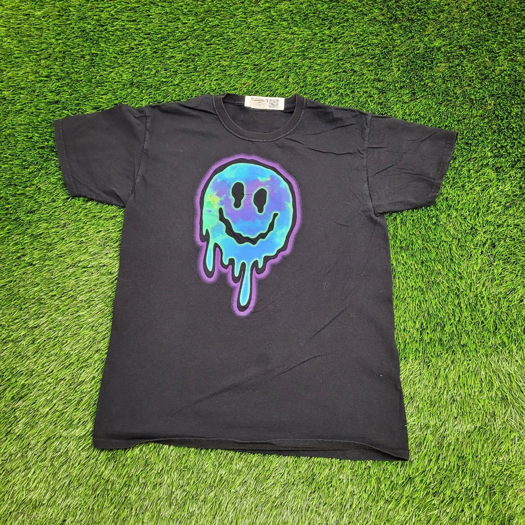 Vintage Y2K Dripping Smiley Emoji Shirt Medium 19x25 Neon