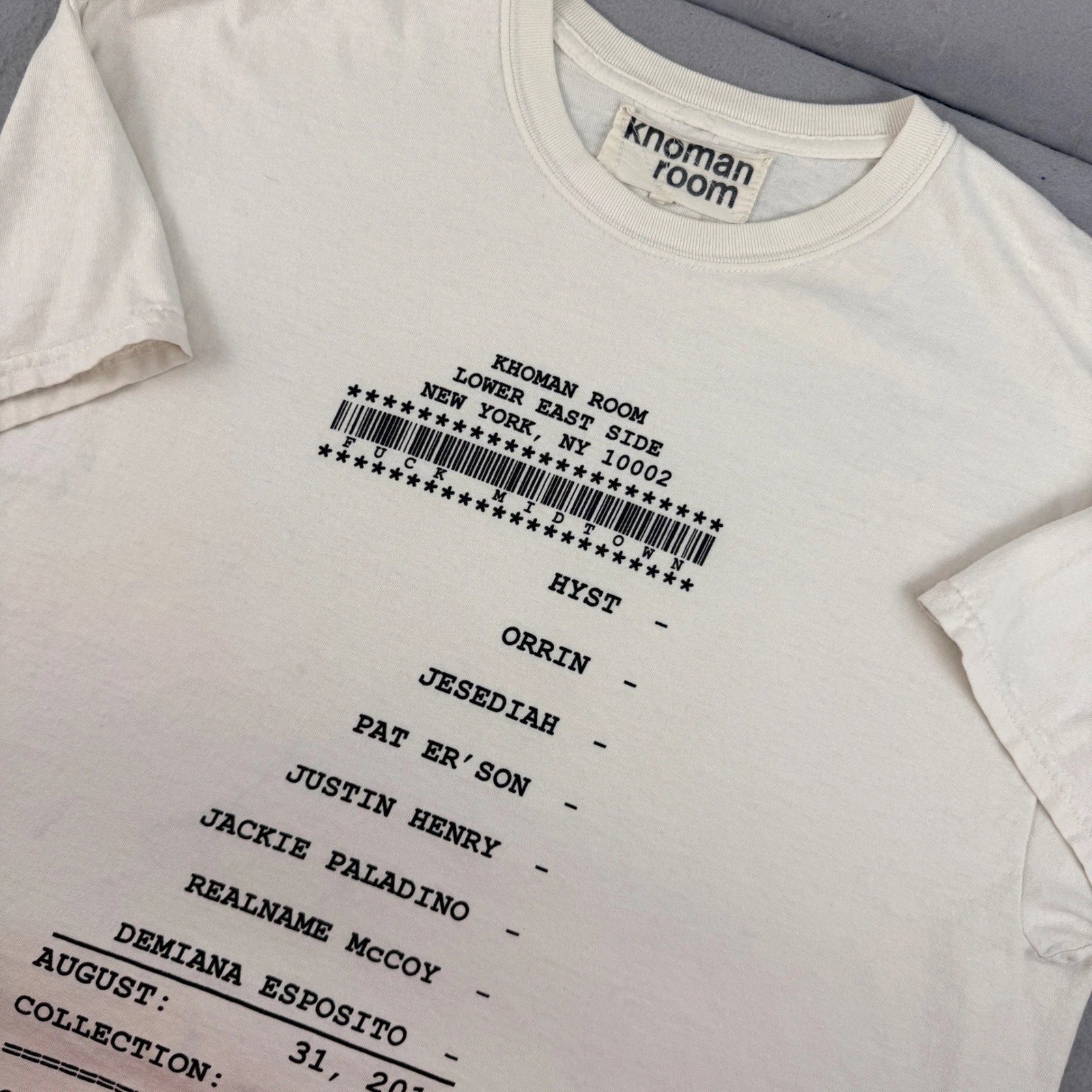 Khoman Room Lower East Side NYC Graphic T-Shirt Off White Mens Large Streetwear