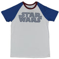 Star Wars Adult New T-Shirt - Simple Word Logo With Blue Sleeves