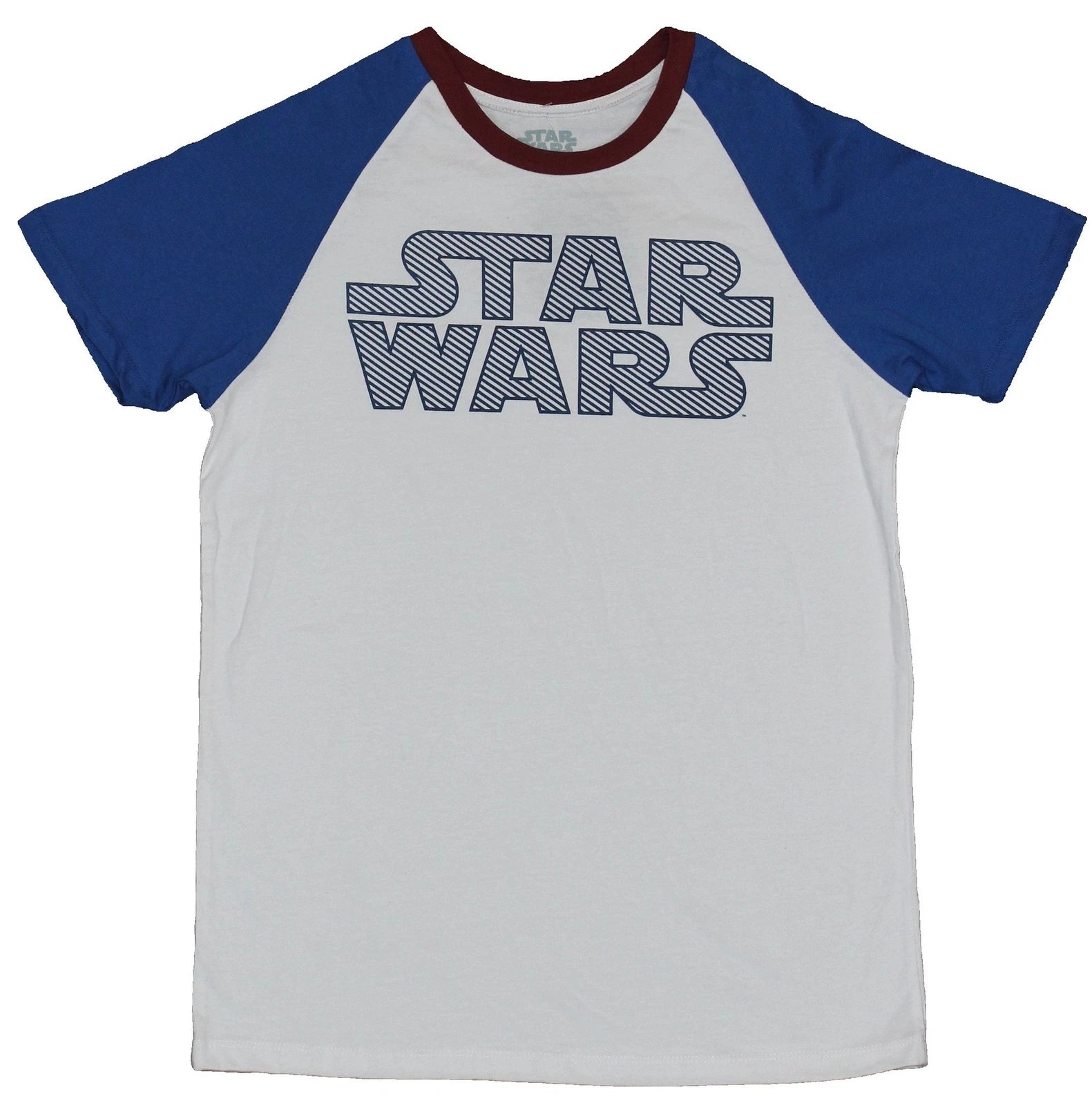 Star Wars Adult New T-Shirt - Simple Word Logo With Blue Sleeves