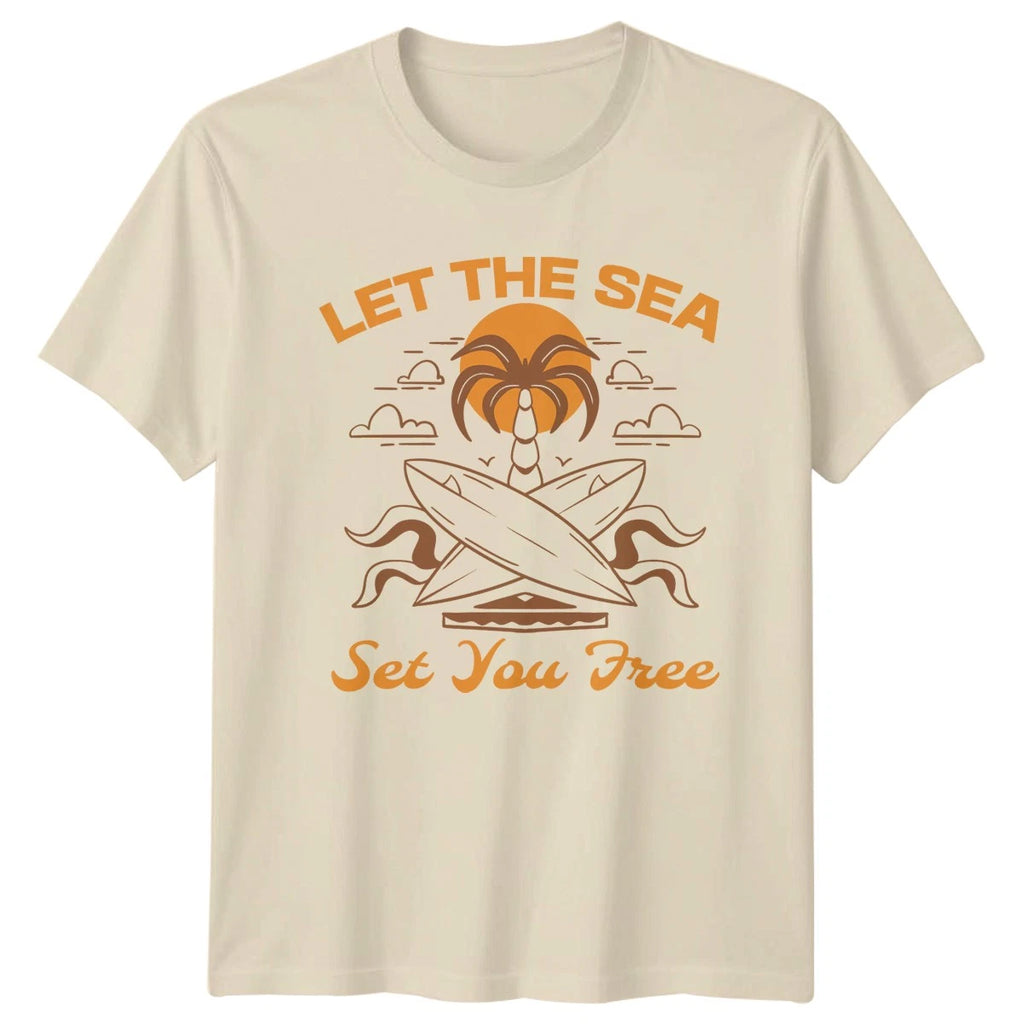 Let The Sea Set You Free T-Shirt Surfing Beach Lifestyle Summer Gift