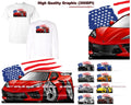 Corvette C8 American Muscle Paint Colors USA Flag DigiRods Cartoon Car T Shirt