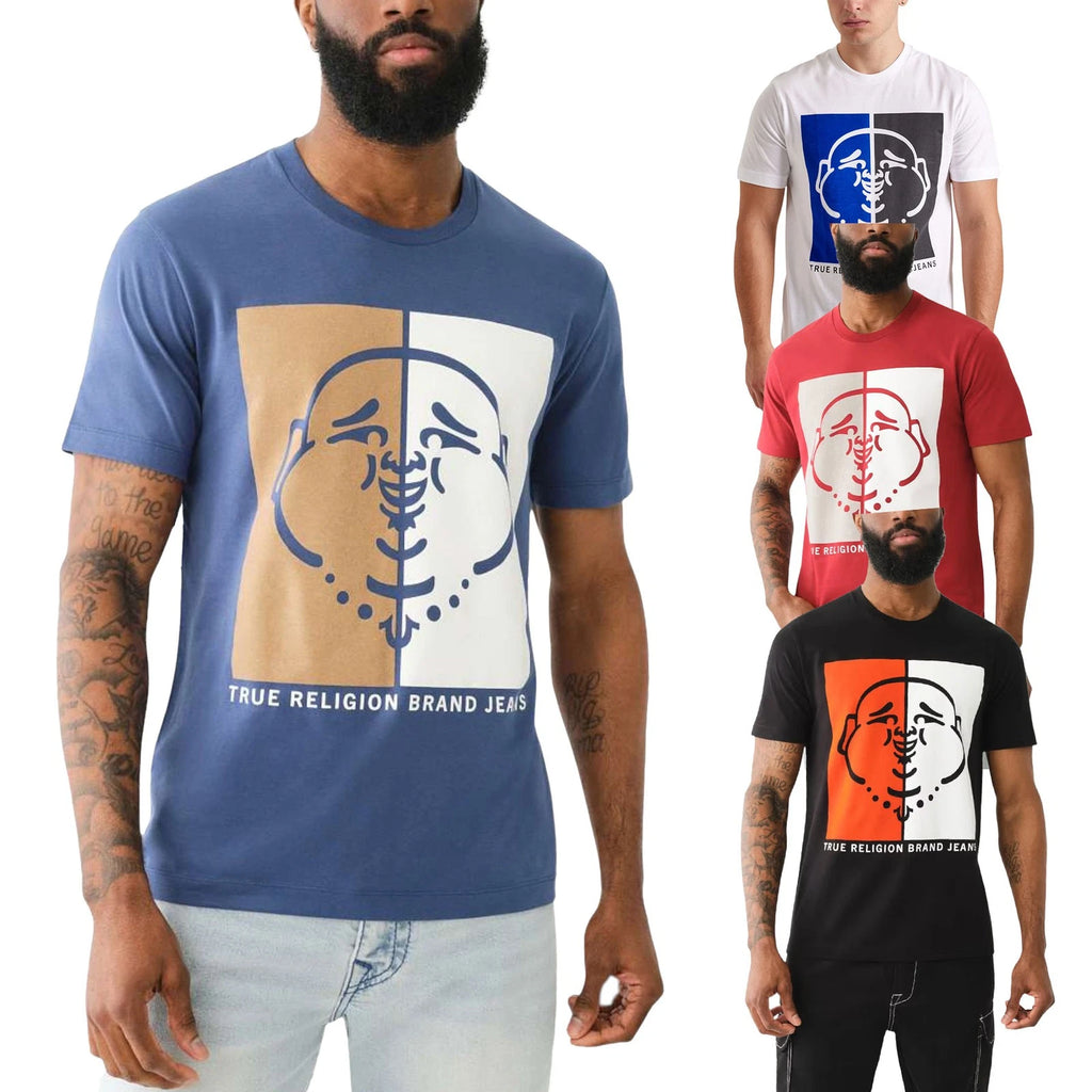 True Religion 108323 Mens Graphic T Shirts Logo Crew Neck Half Sleeve Cotton Tee