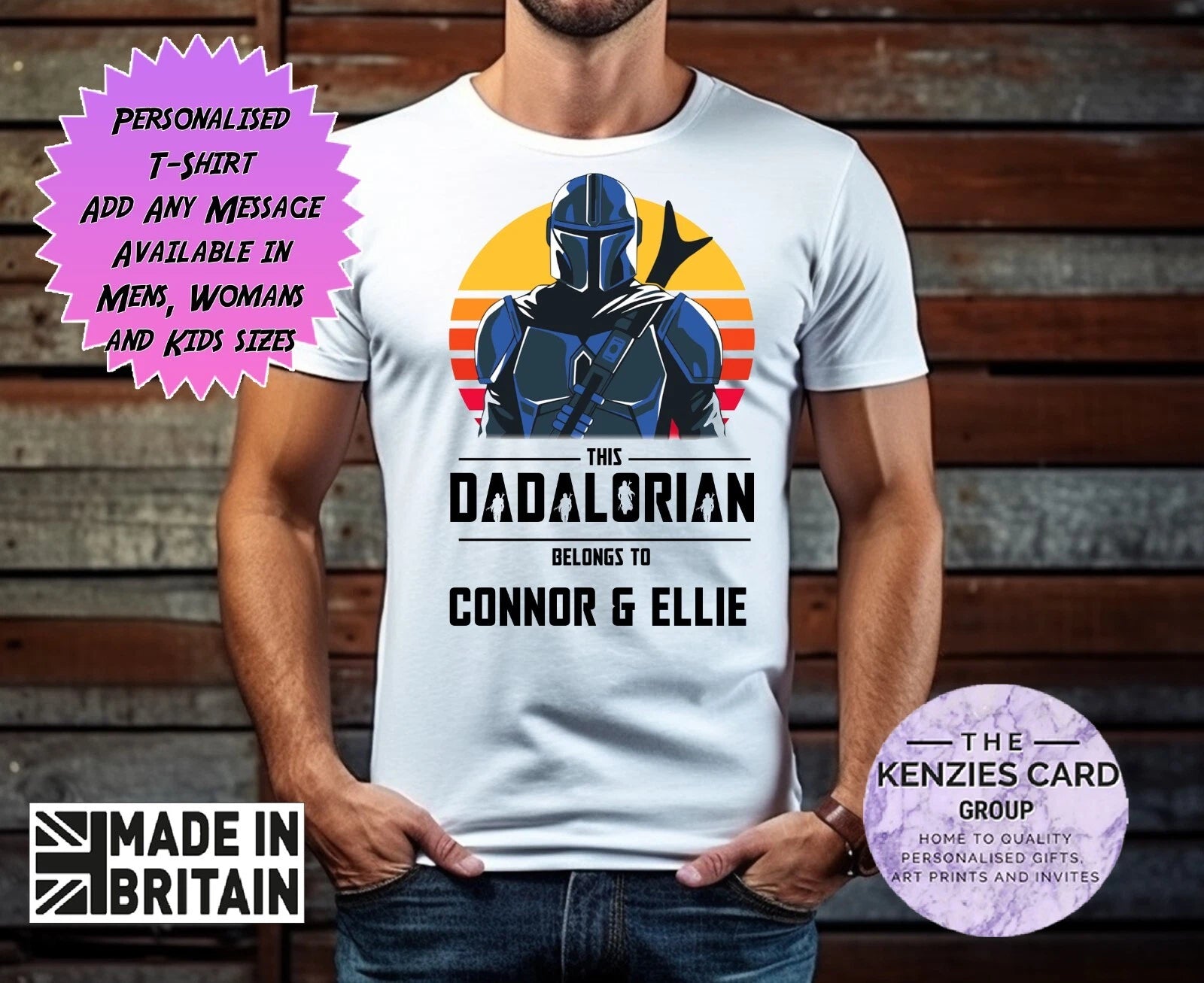 Personalised Star Wars Dadalorian Fathers Day T-Shirt  Mandalorian T Shirt V1