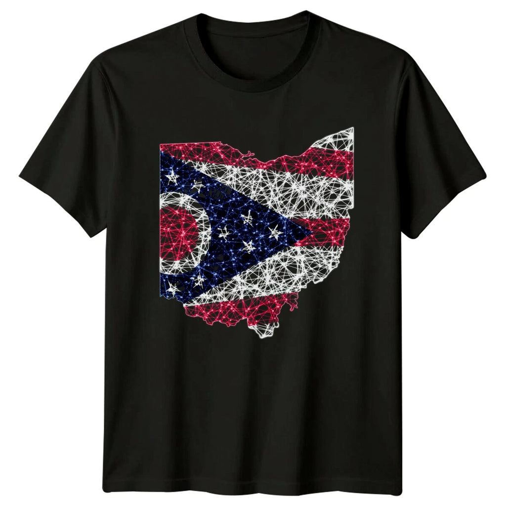 Ohio State Flag Map Shape Mens T-Shirt Womens Graphic Tee Unisex Top