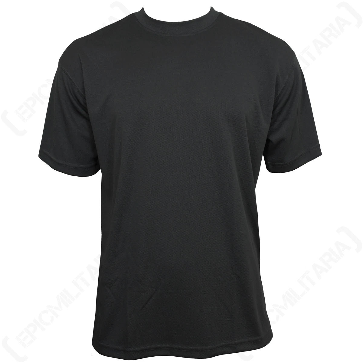 Quickdry Black T-Shirt - Sports Exercise Tactical 100% Polyester Athletic New