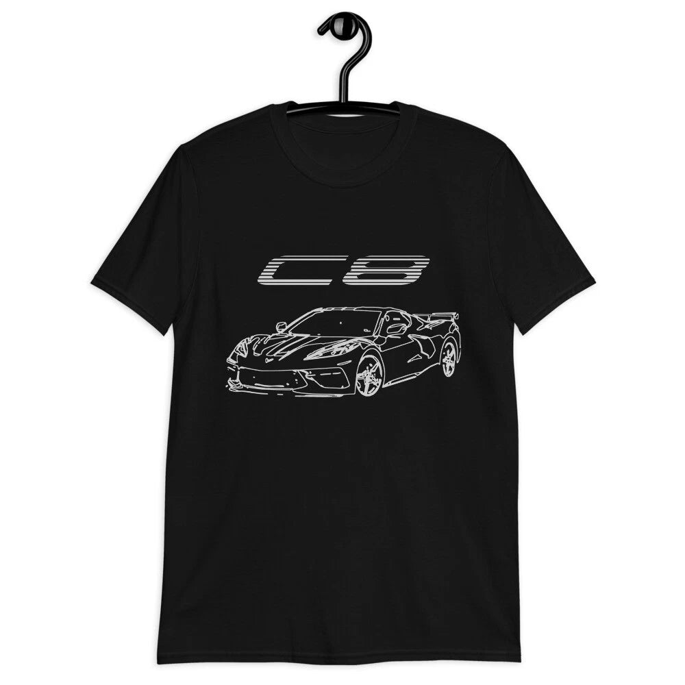 2022 2023 vette C8 Outline Sketch Art Gift Short-Sleeve Unisex T-Shirt