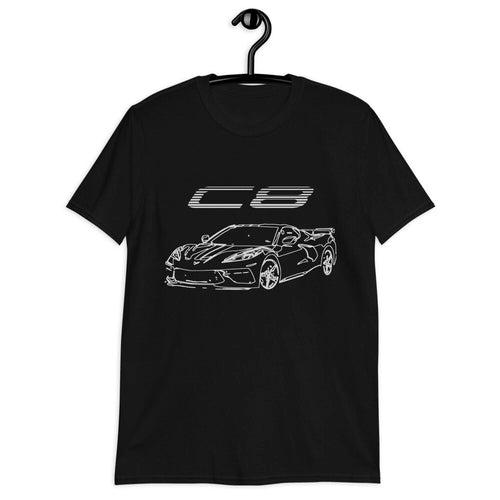 2022 2023 vette C8 Outline Sketch Art Gift Short-Sleeve Unisex T-Shirt