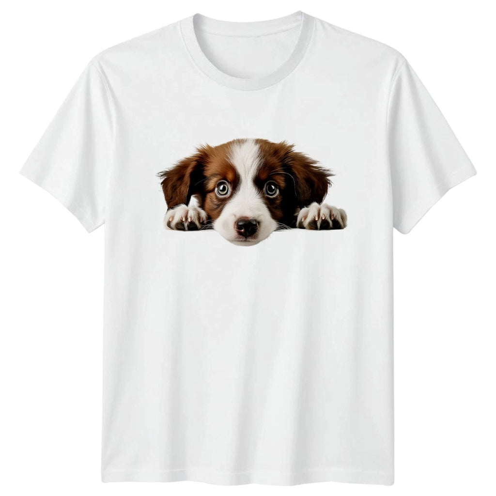 Cute Peeking Puppy Dog T-Shirt Australian Shepherd Gift For Him And Her