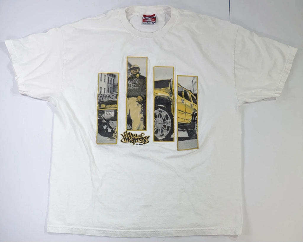 Hard Knocks Graphic T Shirt XXL White Streetwear Hip Hop Urban Tee Y2K