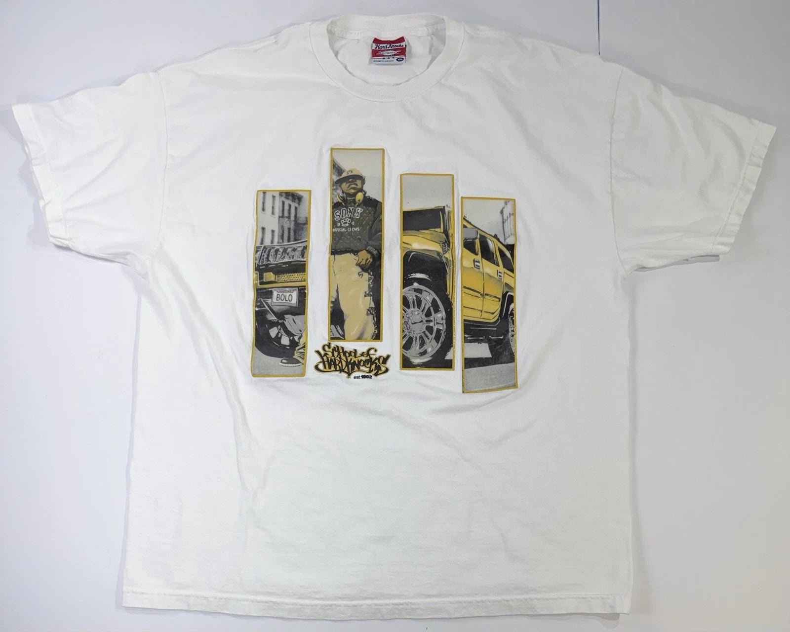 Hard Knocks Graphic T Shirt XXL White Streetwear Hip Hop Urban Tee Y2K