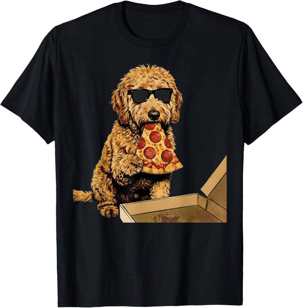Funny Dog Eating Pizza Goldendoodle Meme T-Shirt unisex T-Shirt