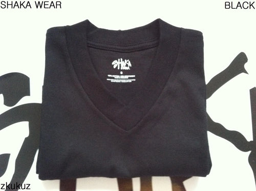 3 NEW SHAKA WEAR PLAIN SHORT SLEEVE V-NECK T-SHIRT BLACK BLANK LARGE L 3PC