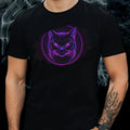 Mens Purple Cat Print Cotton T-Shirt Size XS to 5XL