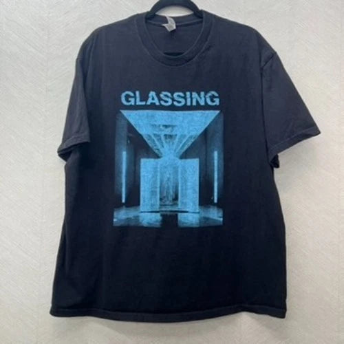 American Apparel Crew Neck Glassing Ice Storm Band Graphic Black T-Shirt Mens XL