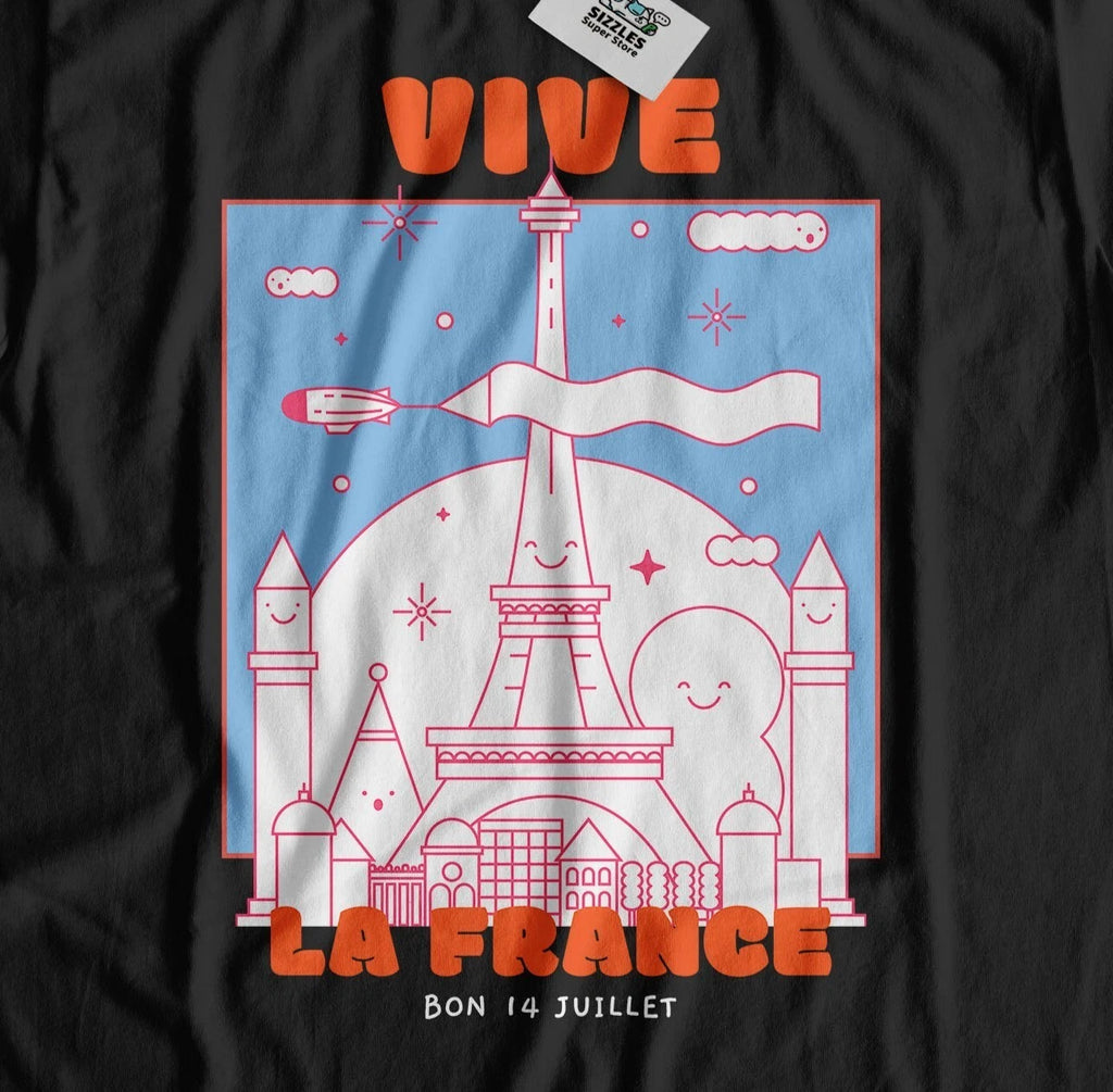 Vive La France Bon 14 Juillet! Unisex Cute Bastille Day T-Shirt & French Holiday