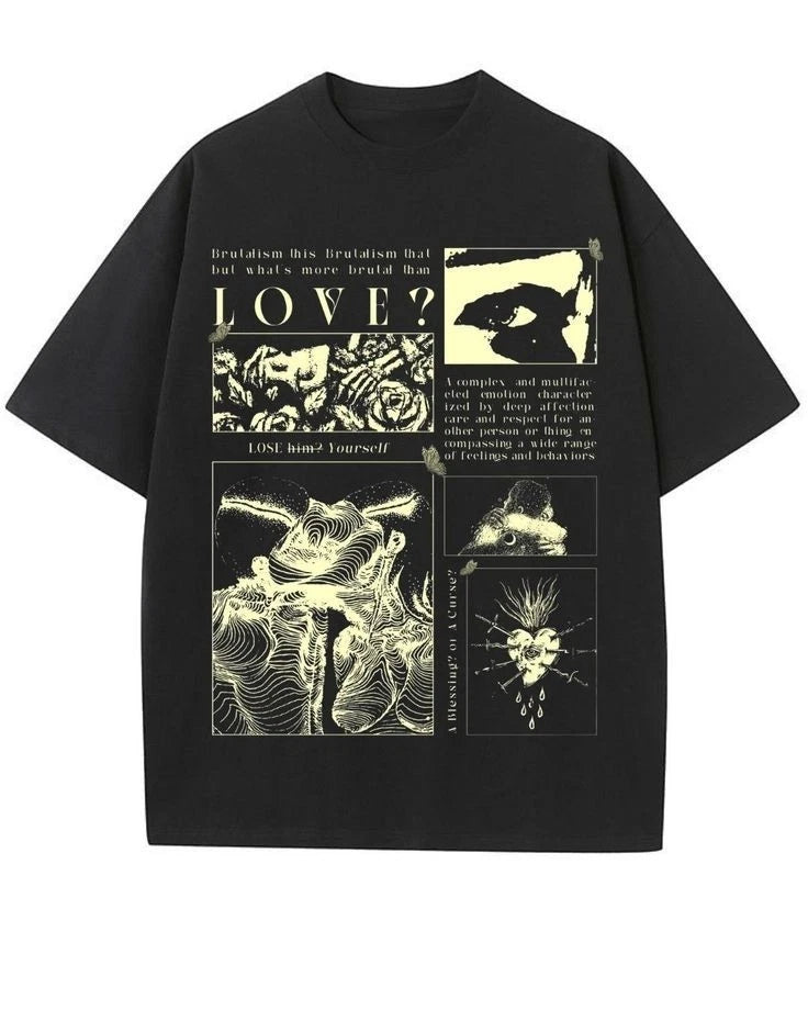 Brutalism Love Abstract Art Graphic Aesthetic Vintage Style T-shirt