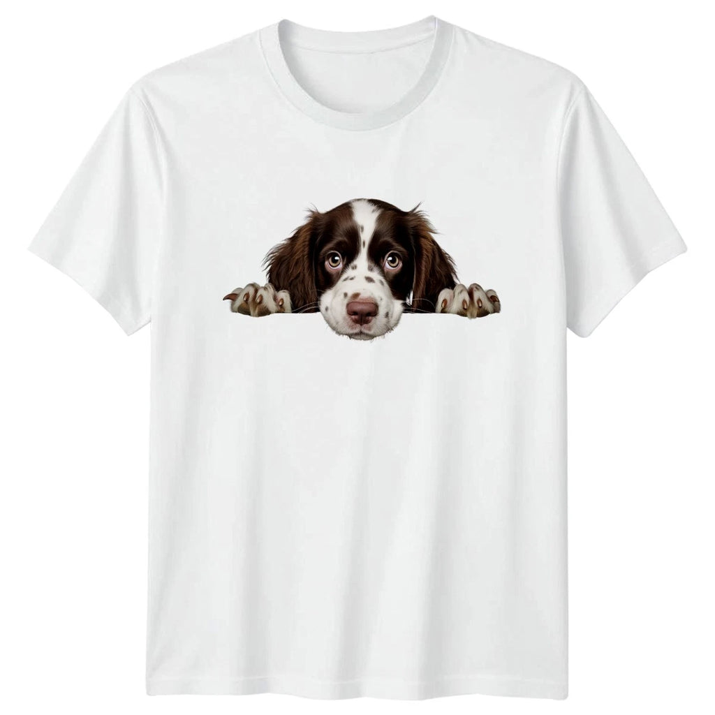 Peeking Springer Spaniel Dog Paws T-Shirt Springer Spaniel Pets Birthday Gift