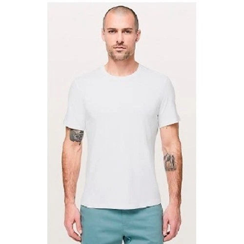 White Bamboo Cotton Blend Short Sleeve Crewneck T-Shirt Mens Large UPF 50+