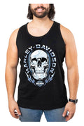 Harley-Davidson Men's Chrome Skull Graphic Cotton Tank Top - Solid Black