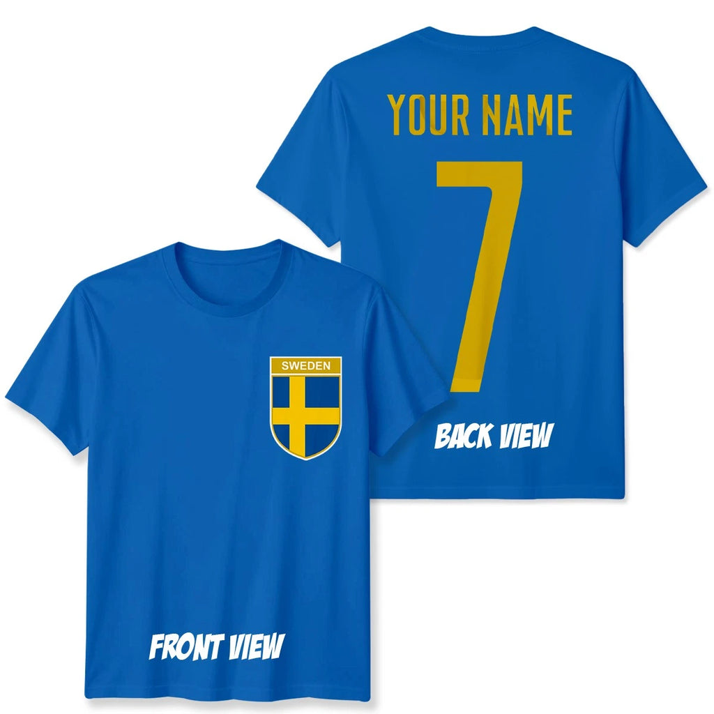 Personalised Sweden Football Unisex Kids T-Shirt Name Number Tee #WC