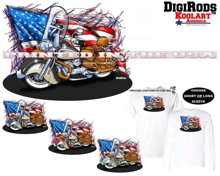 Indian Chief Motorcycle Biker Scribble Flag Digirods Cartoon Art T Shirt