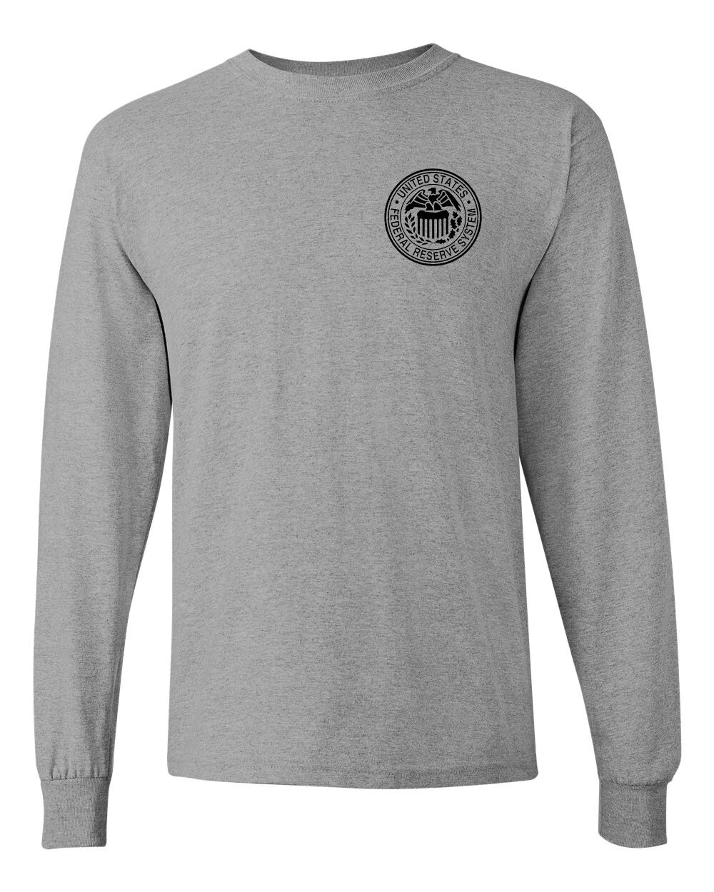 US Federal Reserve System Seal Long Sleeve Grey Shirt  - NEW
