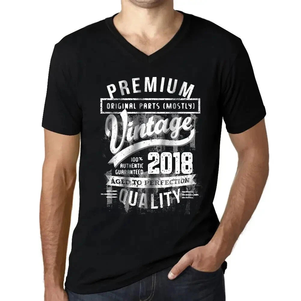 Men's Graphic T-Shirt V Neck Original Parts (Mostly) Aged to Perfection 2018 6th