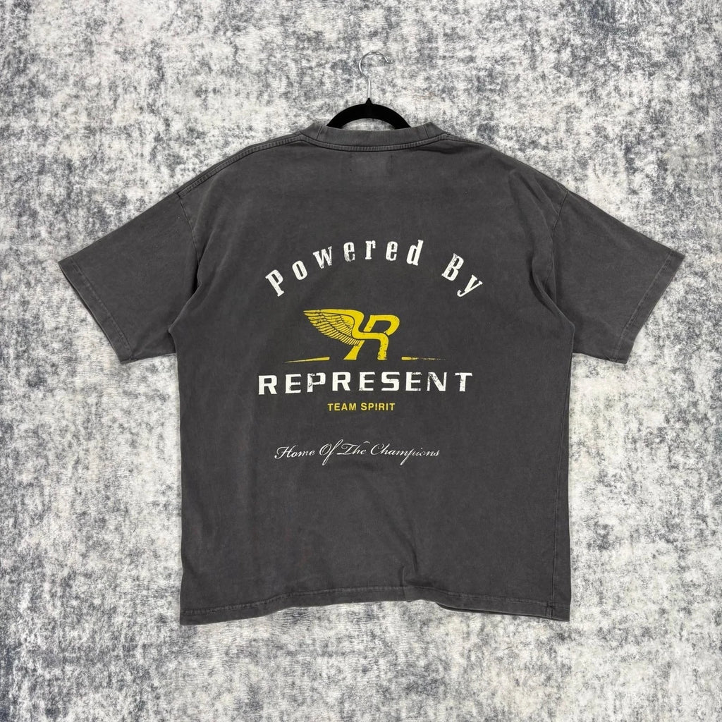 Represent T Shirt Mens XL Washed Black Powered By Represent Graphic Streetwear