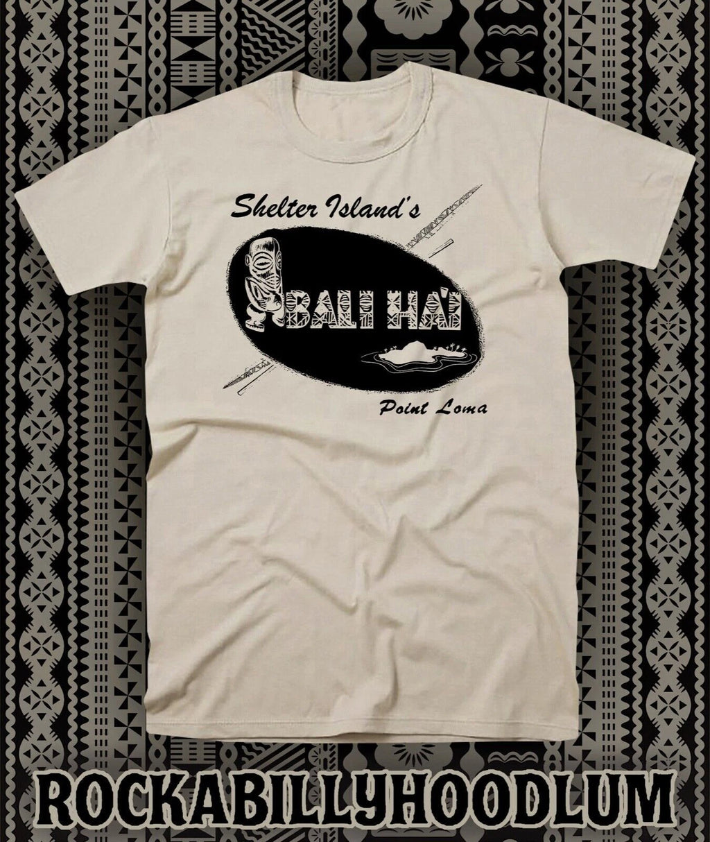 Retro Tiki Art Tee T Shirt Bar Mug Restaurant Bali Hai Shelter Island Point Loma