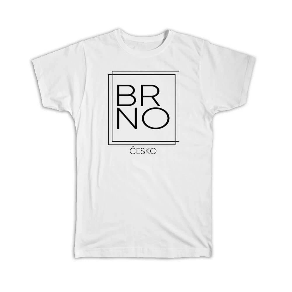 Gift T-Shirt : BRNO Czech Republic Square Modern Minimalist Font