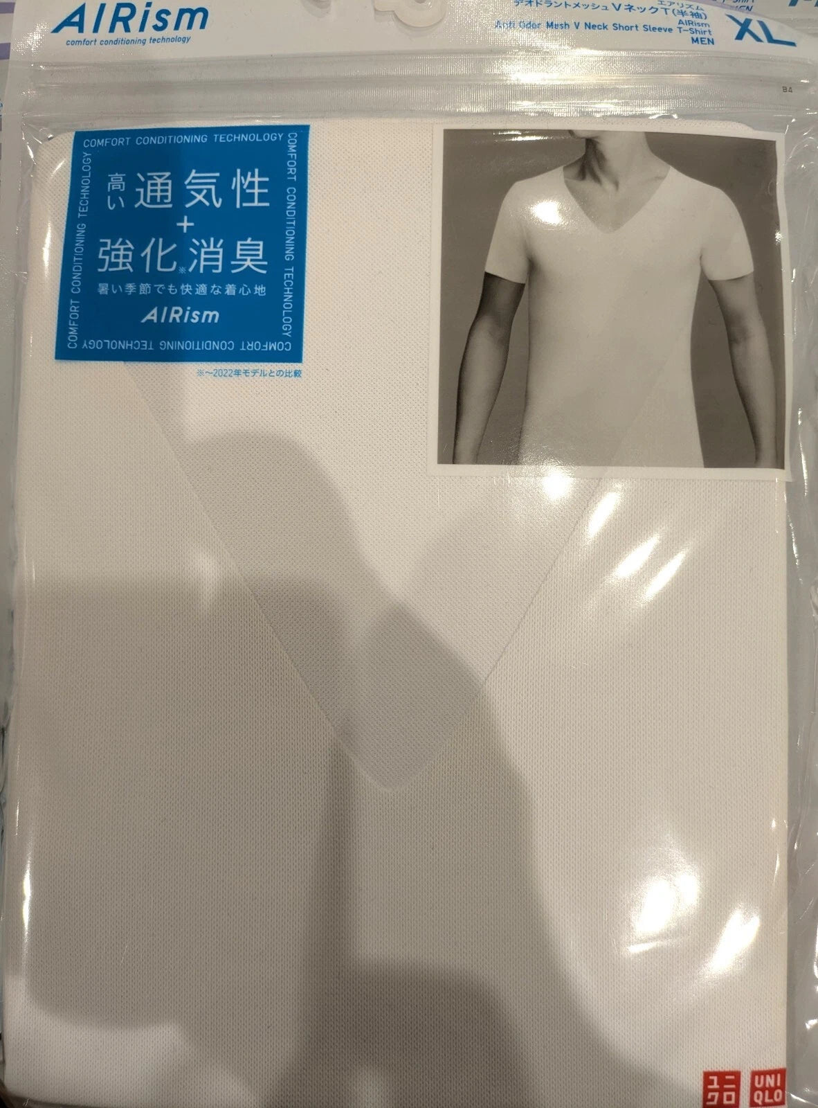 UNIQLO AIRism Men's Deodorant Mesh V neck T shirt  (Discounts available)
